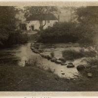 Ford and stepping stones over the Teign River at Rushford Mill