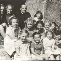 Sunday School children with Rev. Burton - 1949