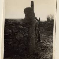 Stone Cross used as gate post at Lower Langdon Farm
