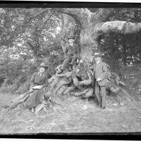 Taylor Family under tree in Coppice Town Lane, near Down
