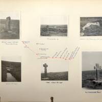 A page from an album on Dartmoor: Photographs and sketch map showing features and their location