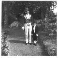 Bill Burrell and his son on their way to the Manaton Village Fayre