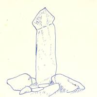 Drawing of a standing stone by Wheal Anne Bottom 
