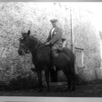 Jim Dunning on horseback at Deal farm, Manaton, 1920s or 1930s?