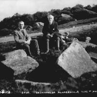 Uncle Frank and Sydney Taylor sitting at Blackabrook by Cranmere Pool
