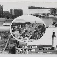 5 view postcard of Plymouth