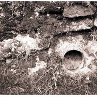 Holed stone in hedge, Moortown