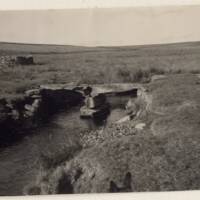 Stone clapper bridge over Blackbrook River, near Fice's Well