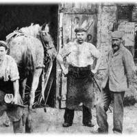 A Lustleigh farrier outside his forge
