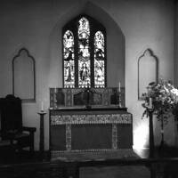 The altar and east window of Lustleigh Parish Church