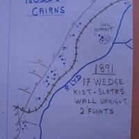 Sketch map of Great Nodden cairns