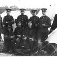 1WW SOLDIERS OF THE 6TH DEVONS AT WOODBURY CAMP ON WOODBURY COMMON 1914
