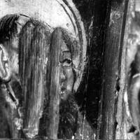 Defaced figure on Manaton church rood screen