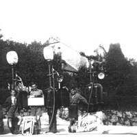 Three boys with petrol pumps at Manaton