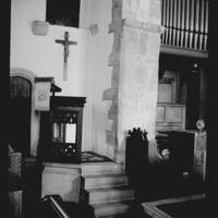 The pulpit at Meavy Church