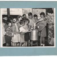 Milk handout at Teigngrace and Bickington school