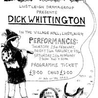 Programme cover for Dick Wittington performed by the Lustleigh Drama Group