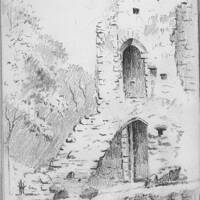Sketch of Okehampton Castle