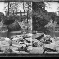 Stereoscopic view of river bridge