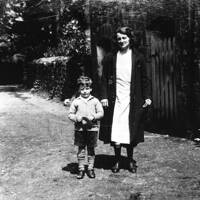 Mabel Skerrett with her son at Cripdon Farm, near Manaton