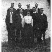 Elizabeth Wills and her family of eight sons at Higher Hisley