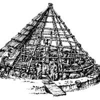 A reconstruction of a hut circle.