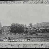 View of church and Codden from Taw Marshes, Bishops Tawton