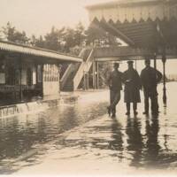 Lydford railway station in the 1927 flood
