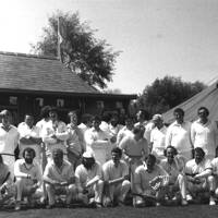 Celebrating the opening of the pavillion in 1978 with a match between Manaton Cricket Club and a Cel