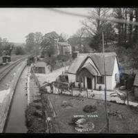 Thatched cottage + railway, Lifton