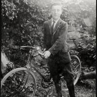 George Hooper with bicycle