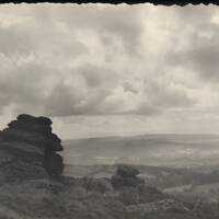 Dartmoor  landscape with tor  in foreground