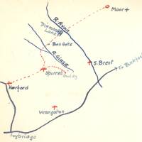 Map of features between Buckfast and Plympton, from an album by J H Boddy