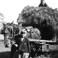 Norman Perryman and Frank Howe bringing in hay
