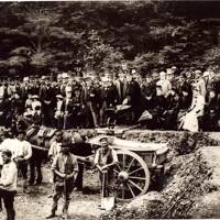 Gathering of spectators and labourers for the start of work on the Burrator Reservoir