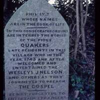Stone memorial marking Quaker burial ground