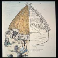 Diagram of a cross section of a Bronze age hut