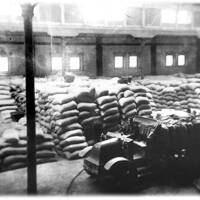 1WW SACKS OF WHEAT STORED IN SOUTH MOLTON PANNIER MARKET