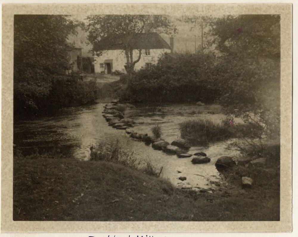 Ford and stepping stones over the Teign River at Rushford Mill