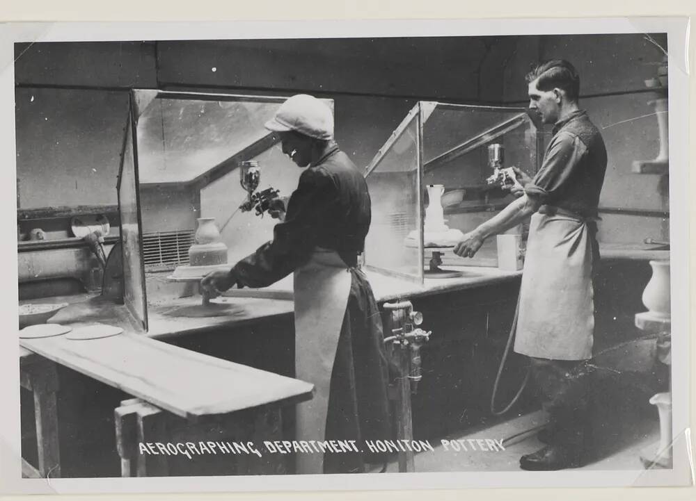 Aerographing department at Honiton pottery