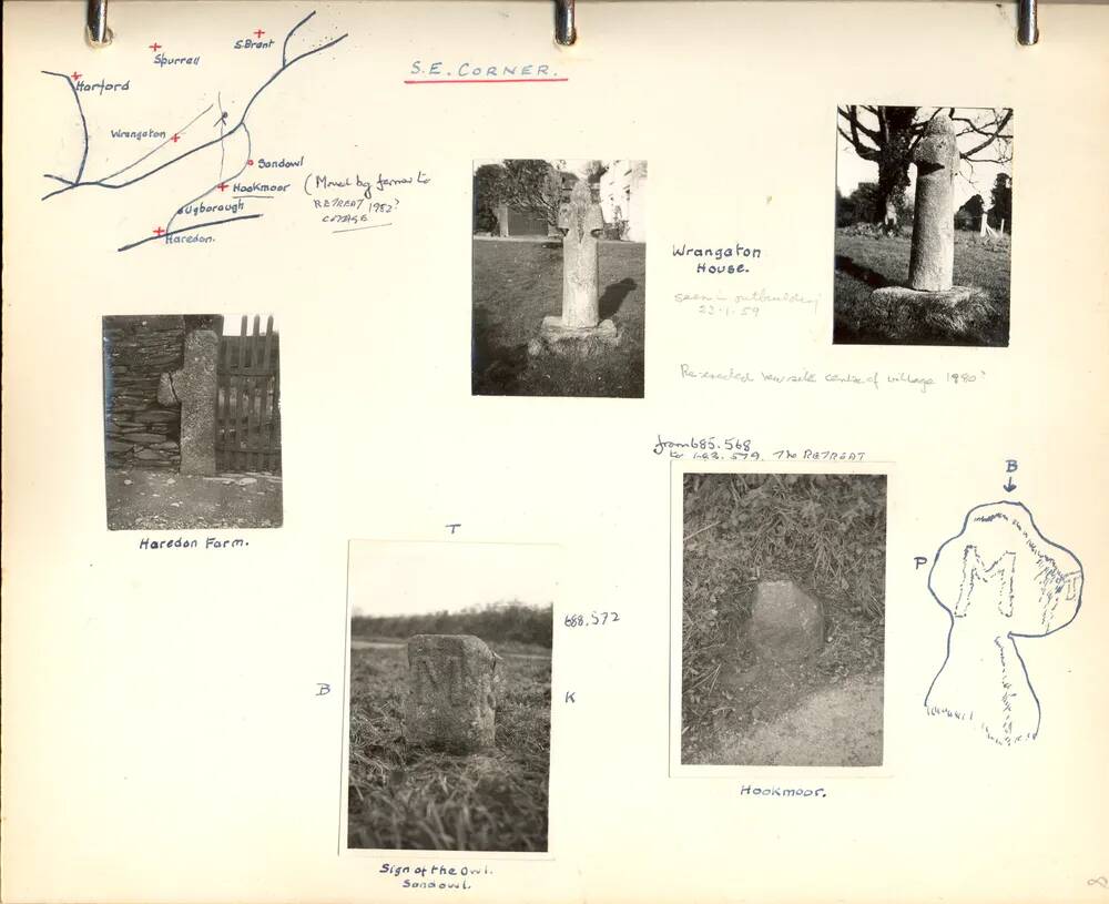 A page from an album on Dartmoor: a selection of photographs of crosses