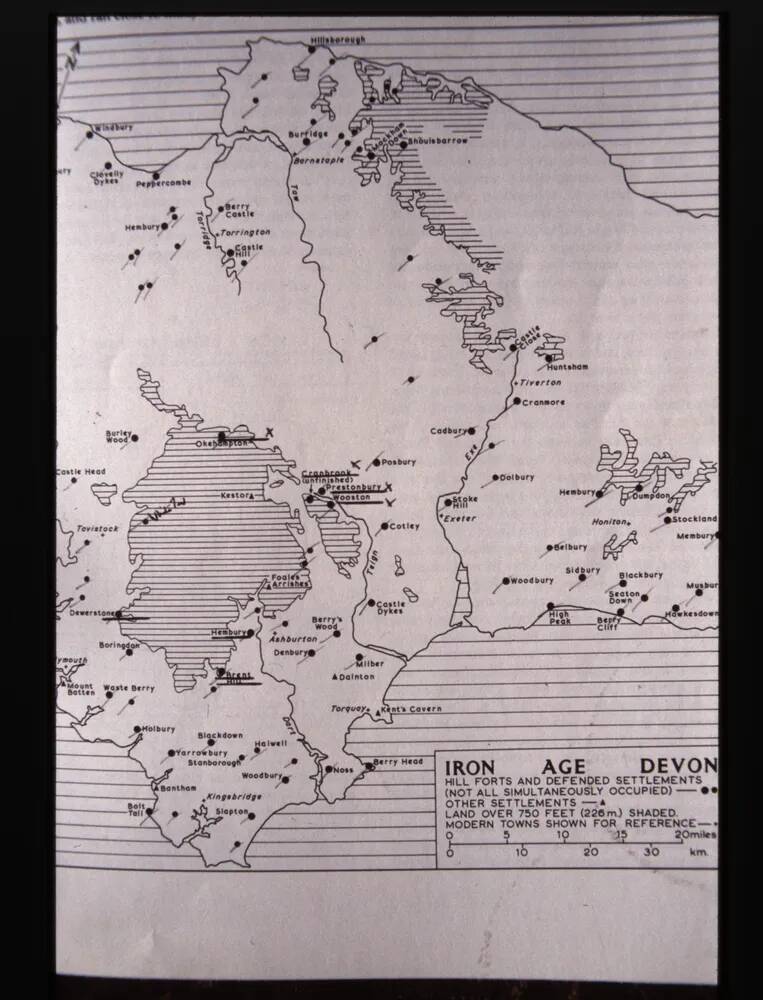 Map of Devon Iron Age Forts