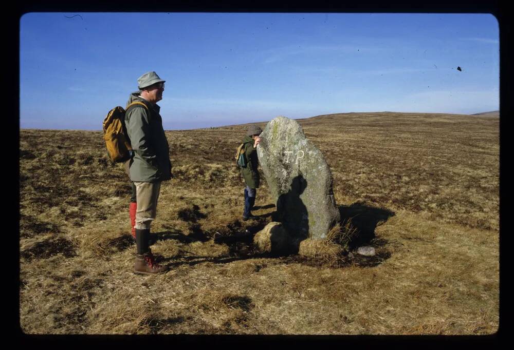 Throwleigh Parish boundary stone on the south side of Raybarrow Pool