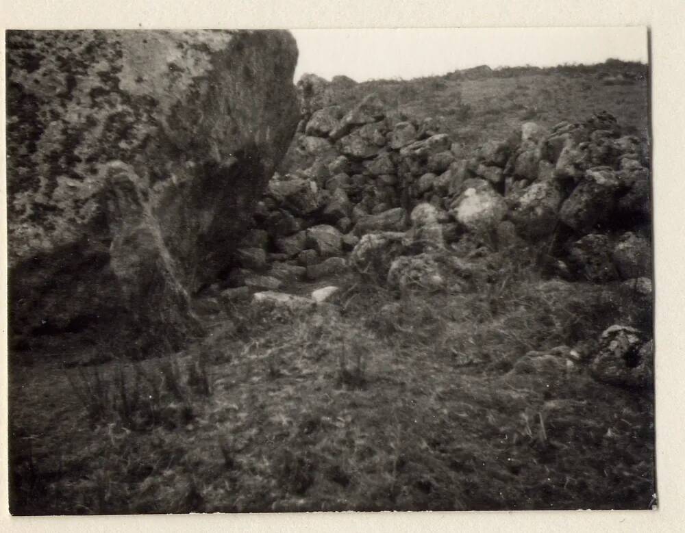 Remains of stone structure on banks of East Dart