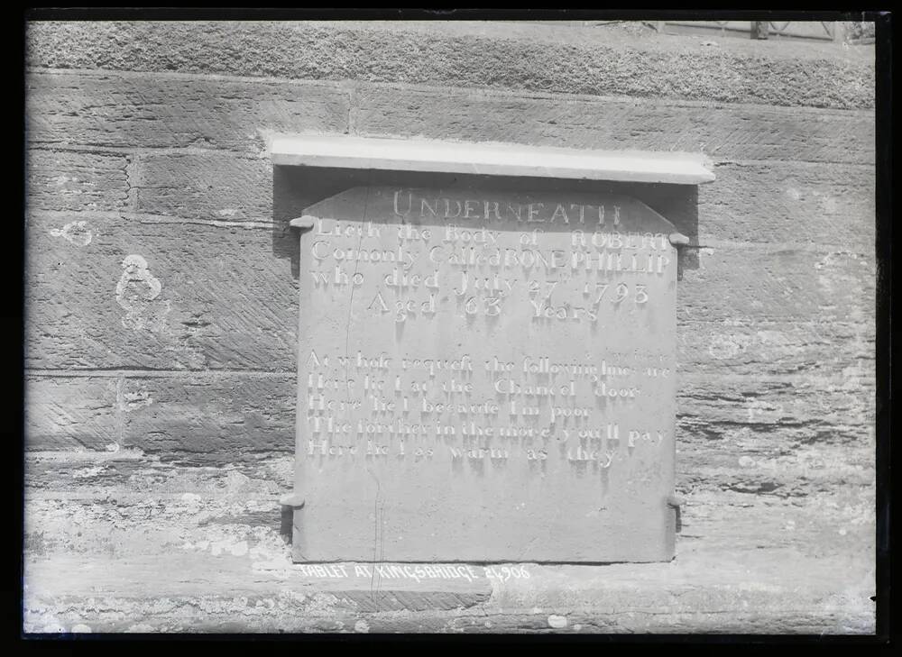 Memorial tablet to Robert Phillip (d. 27 July 1793), Kingsbridge