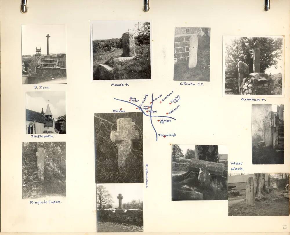 A page from an album on Dartmoor: a selection of photographs of crosses