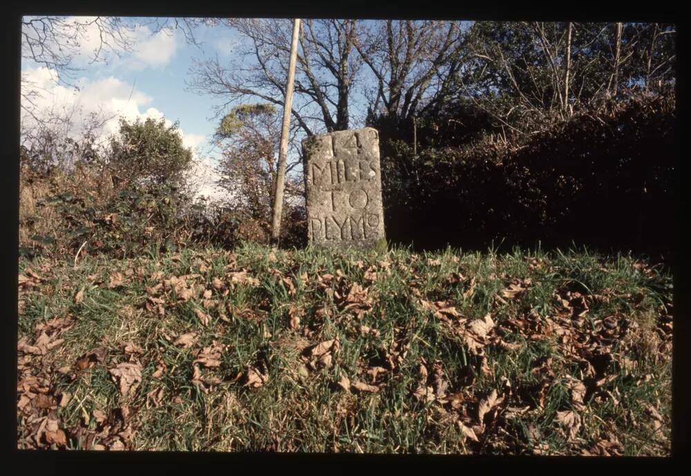 Milestone 14 miles to Plymouth