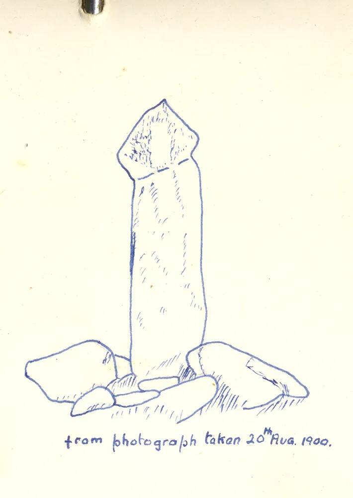 Drawing of a standing stone by Wheal Anne Bottom 