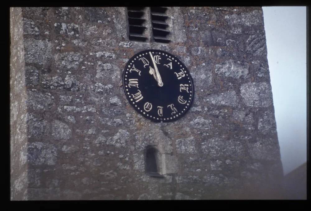 Buckland-in-the-Moor church - Clock face 