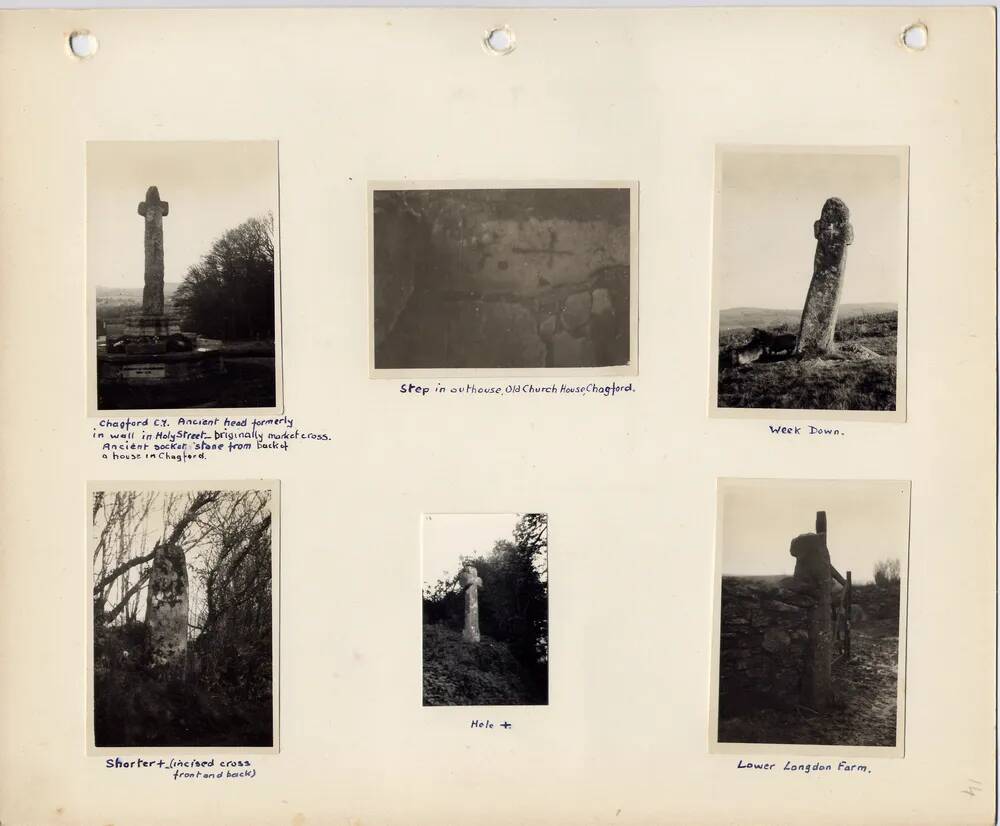 A page from J.H.Boddy's album of Dartmoor photographs of crosses.